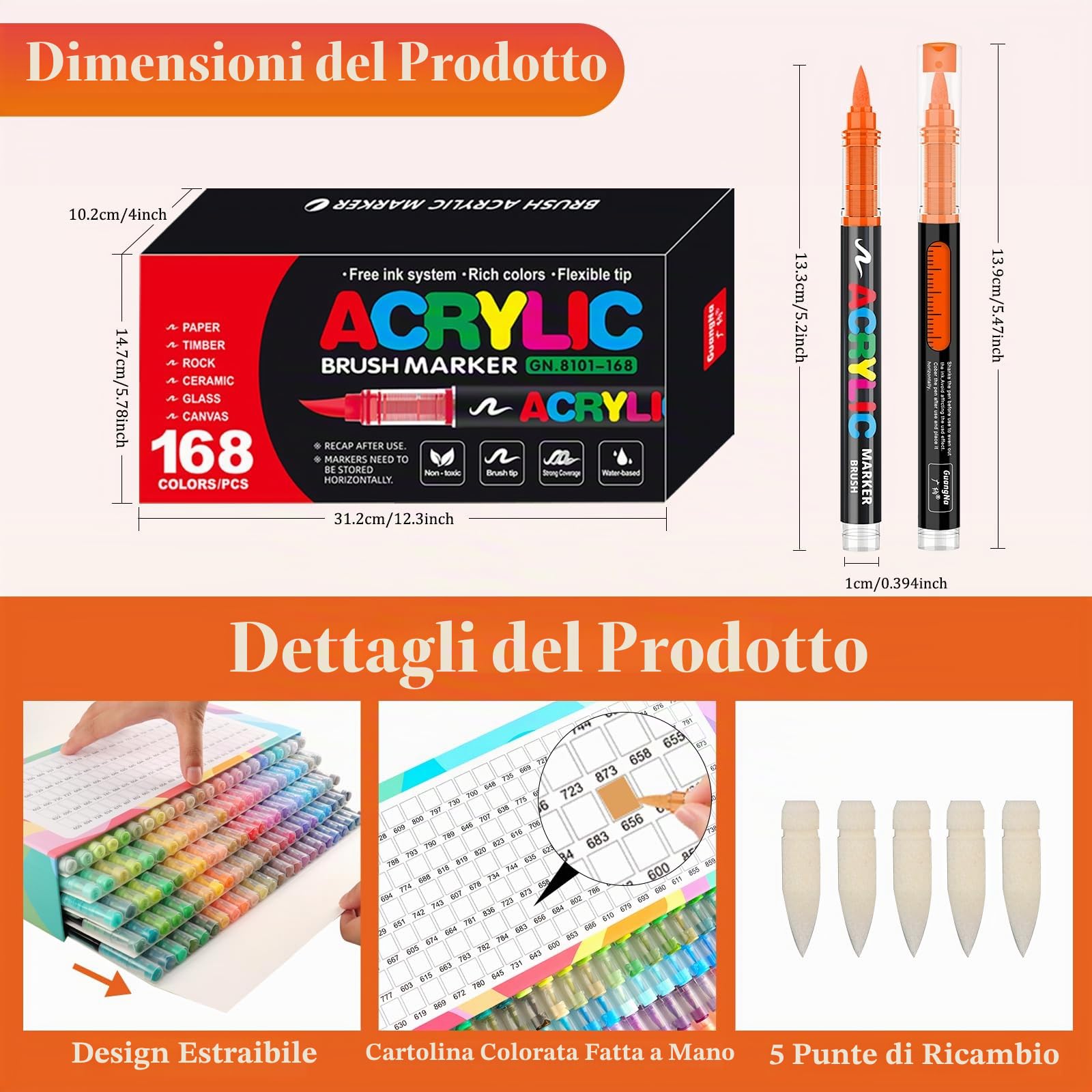 Funnasting 168 Colori Pennarelli Acrilici, Pennarelli Acrilici per Dipingere Sassi, Colorazione, Vetro, Tessuto, Uovo e Artigianato fai da te