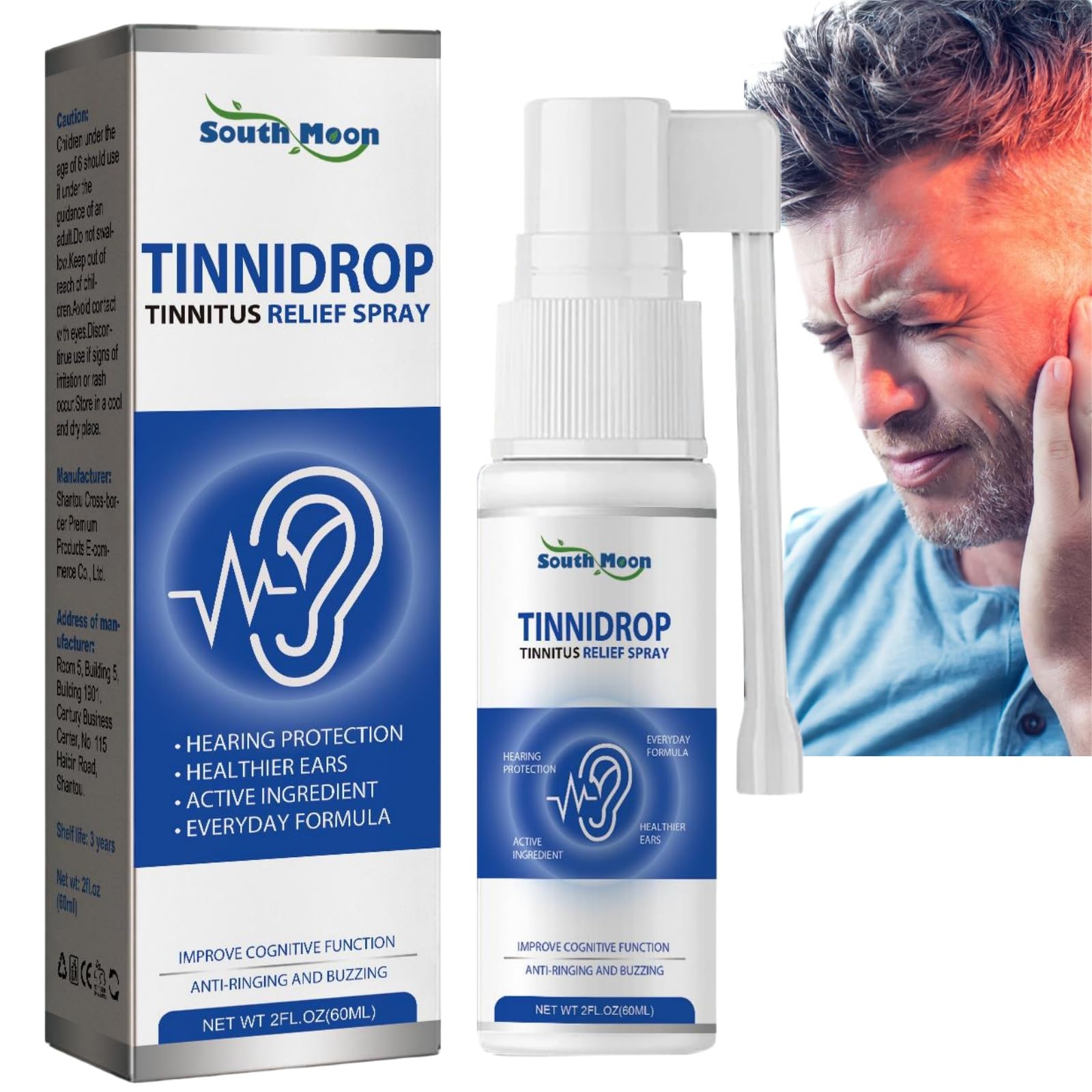 Tinnitus Relief Spray,Ear Tinnitus Sprays,Tinnitus Treatment,Tinnitus Relief for Ringing Ears,Ear Noise Spray,Ear Ringing Spray,Ear Oil Drops,Effective Herbal Drops for Tinnitus,Earache Drops(60ml)