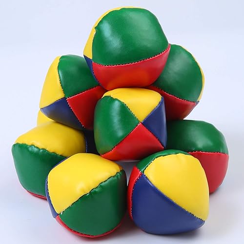 Miniatura 4 de URATOT Paquete de 10 pelotas de malabarismo para principiantes, duraderas y coloridas con una bolsa para juegos de malabarismos