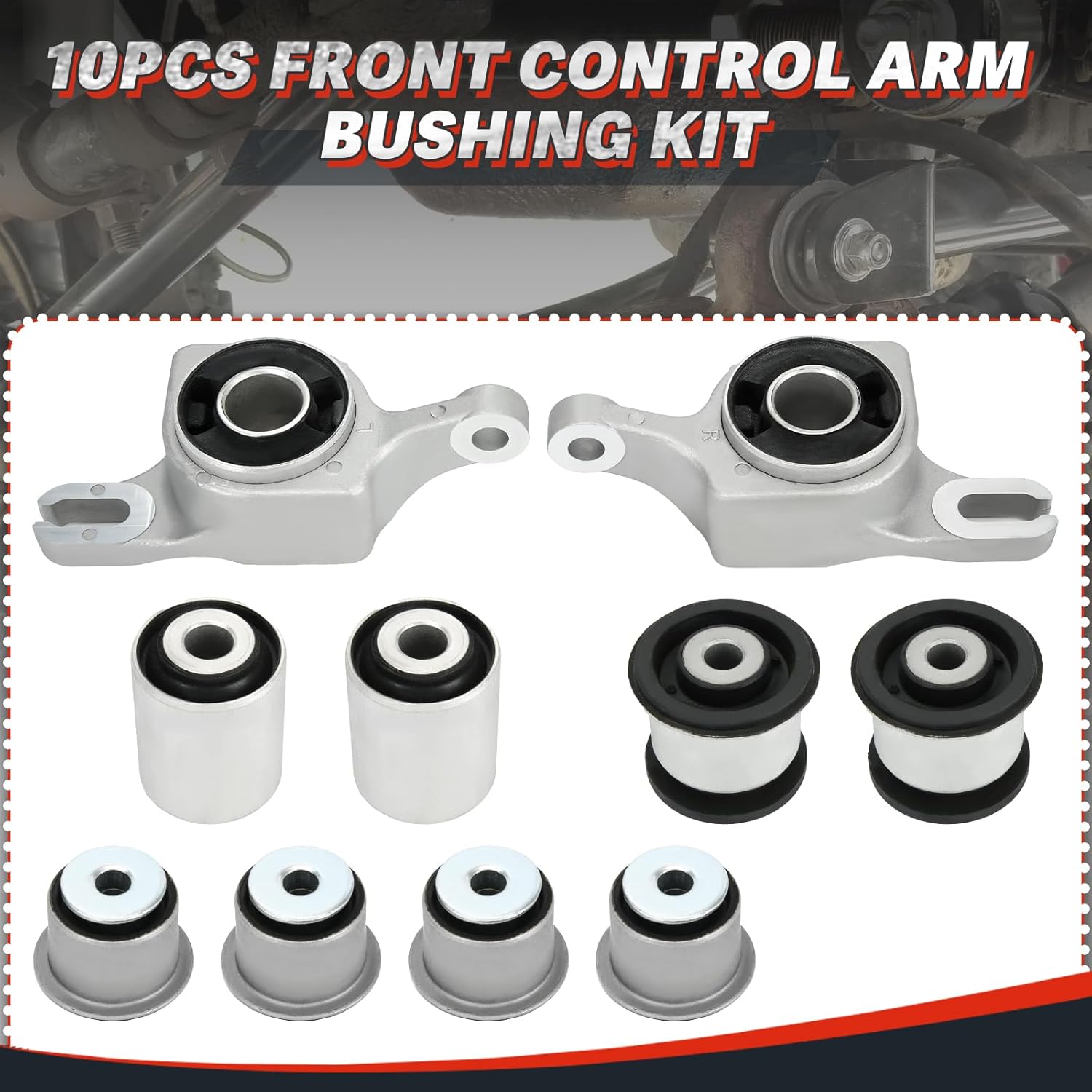 Front Control Arm Bushing 10PCS Kit Compatible with Jeep Grand Cherokee, Dodge Durango 2011-2015 Replace 68022624AE 05168158AA