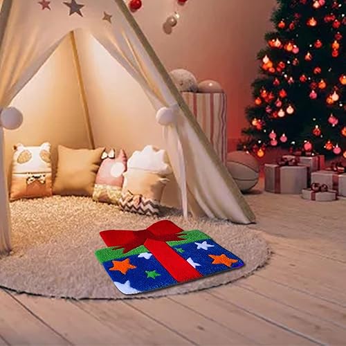 Miniatura 3 de Divertida alfombra de puerta de Navidad, alfombras de baño antideslizantes con medias de Papá Noel, Papá Noel, regalo, chimenea y árbol de Navidad,
