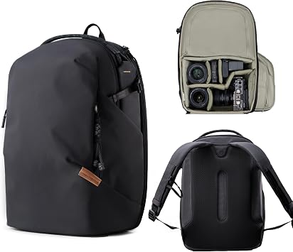 PGYTECH OneGo Lite Camera Backpack 22L Lightweight Camera Bag Compatible with Sony/Canon/Nikon/DSLR/SLR Mirrorless Cameras, Water-Resistant BackPack for Urban & Travel Photography, Matte Black
