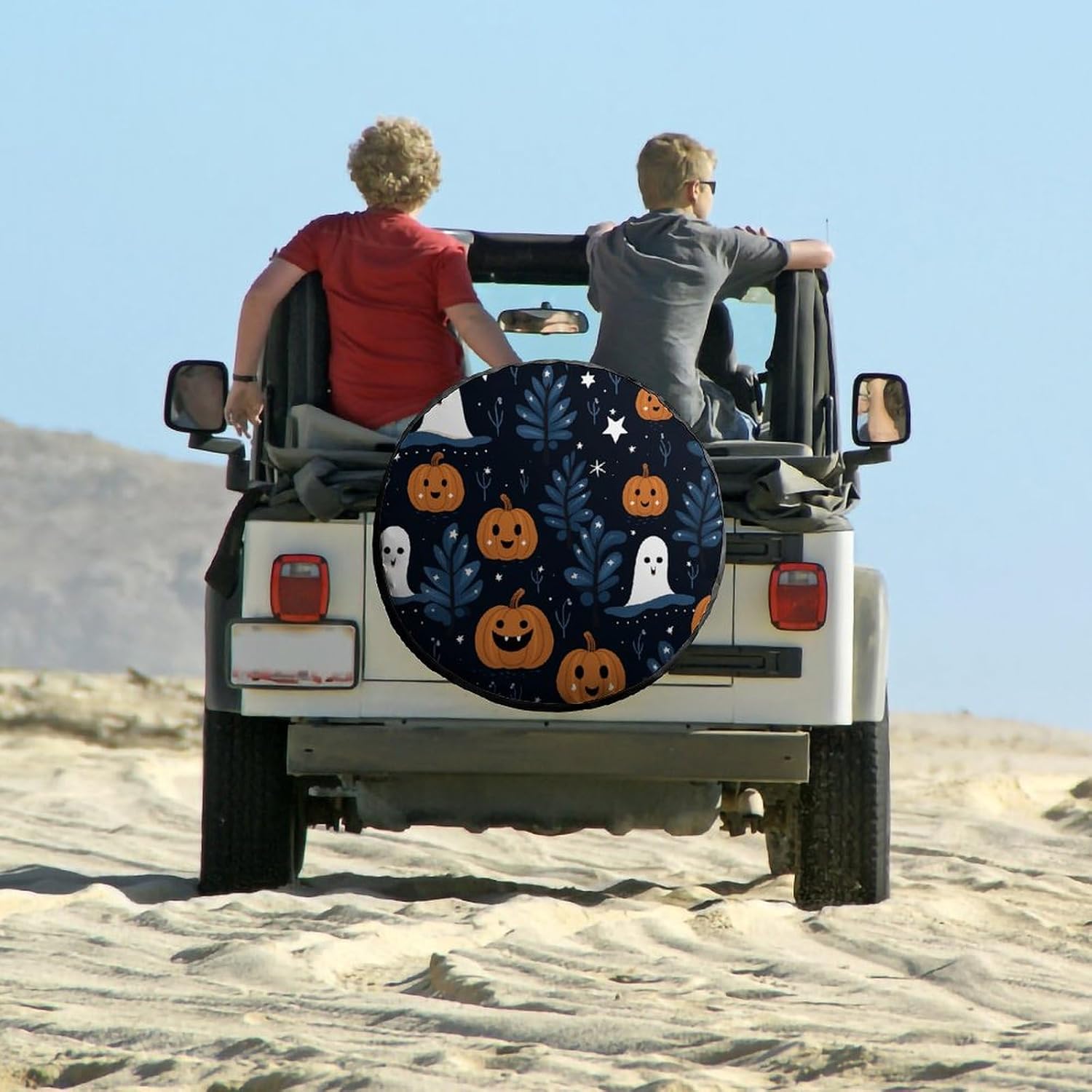 Universal Spare Tire Cover Waterproof Wheel Covers Car Tire Protector Cartoon Pumpkin Head Wheel Protector Dustproof Wheels Tires Cover for RV SUV Truck Camper Trailer 26inch