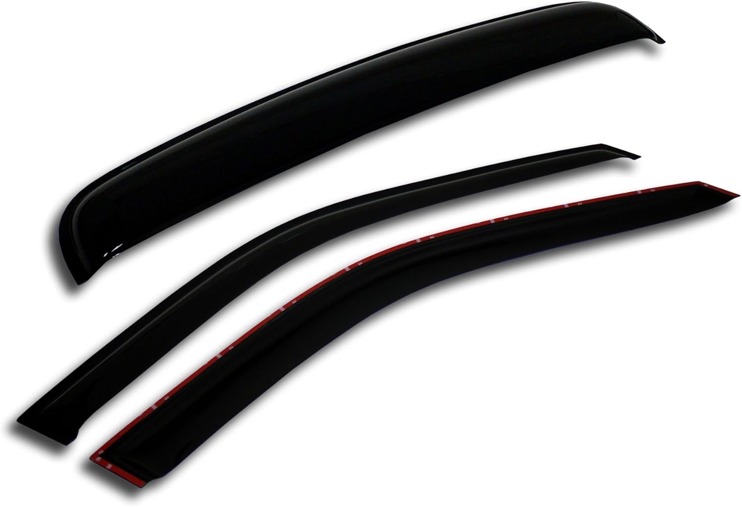 TuningPros WSV-243 Sunroof Moonroof and Out-Side Mount Window Visor Deflector Rain Guard Dark Smoke 3-pc Set