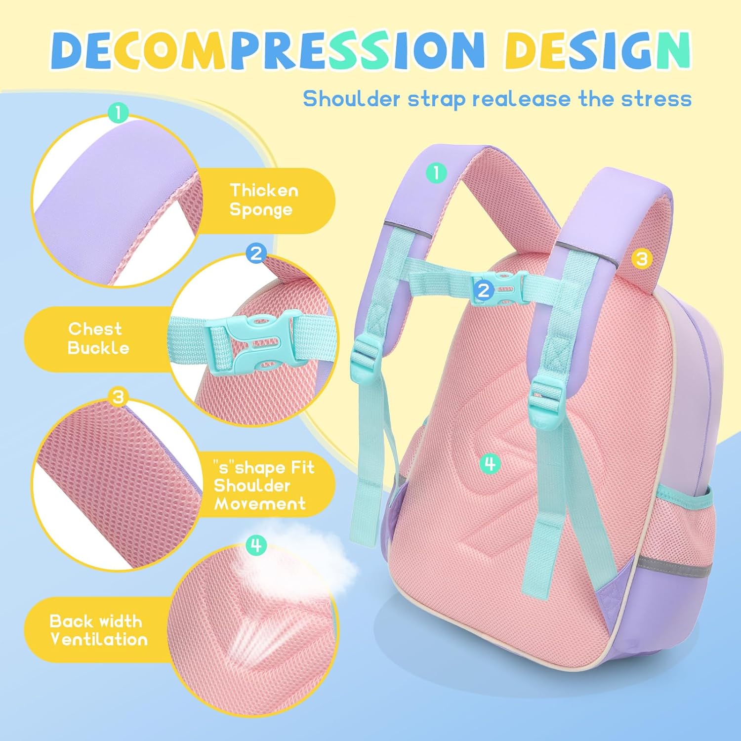 SUN EIGHT Toddler Backpack for Girls Kids Backpack Cute 3D Cartoon School Bag for Baby Girl Boy 2-5 Years (22140-Cat) - Image 4