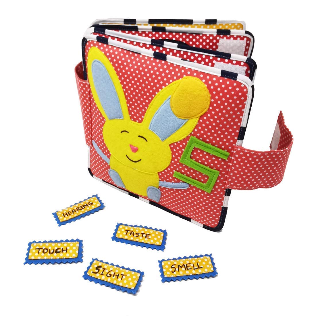 Octo Educational Toy 5 Senses (1-3 Years) | Sight, Hear, Touch, Smell, Taste Sensory Learning | Screen Free Yet Interactive Play | Sustainable Fabric Toy Handmade | Made in India