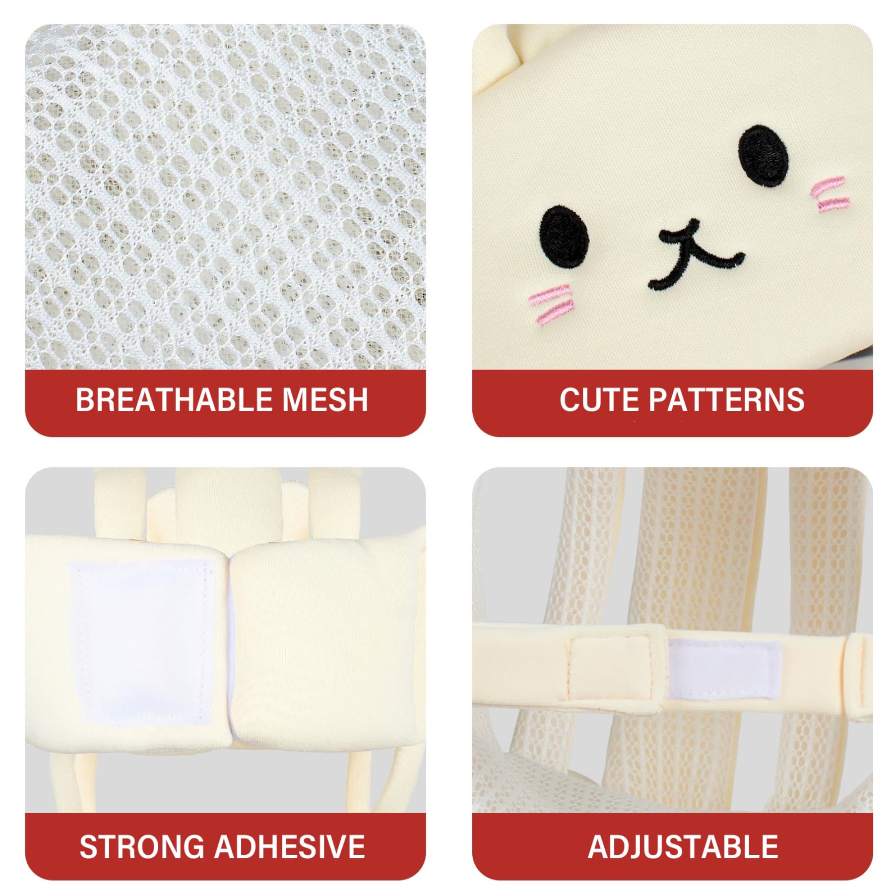 Casco de seguridad para bebés Ajustable Anti-colision suave lindo cartoon bunny baby Head Head Protector para caminar a la arrastre, casco de seguridad