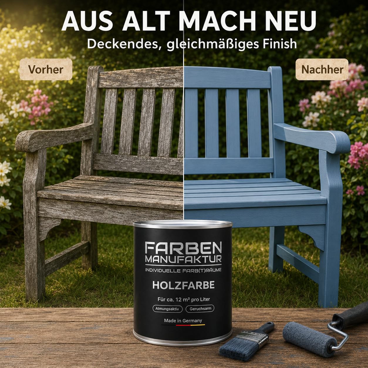 Kopie: Farben Manufaktur Holzfarbe Wetterschutzfarbe Holzlack Holzschutzlack Holzdecklack RAL 2/5L, Farbe: ca. RAL 7021 Schwarzgrau, Größe: 5L