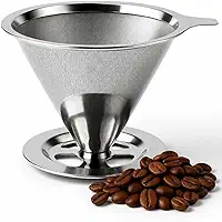 Coador de Café Inox 103 Premium Reutilizável – Filtro Permanente em Aço Inoxidável Sem Papel, Café Mais Puro e Saboroso, Econômico, Ecológico, Super Durável e Fácil de Limpar