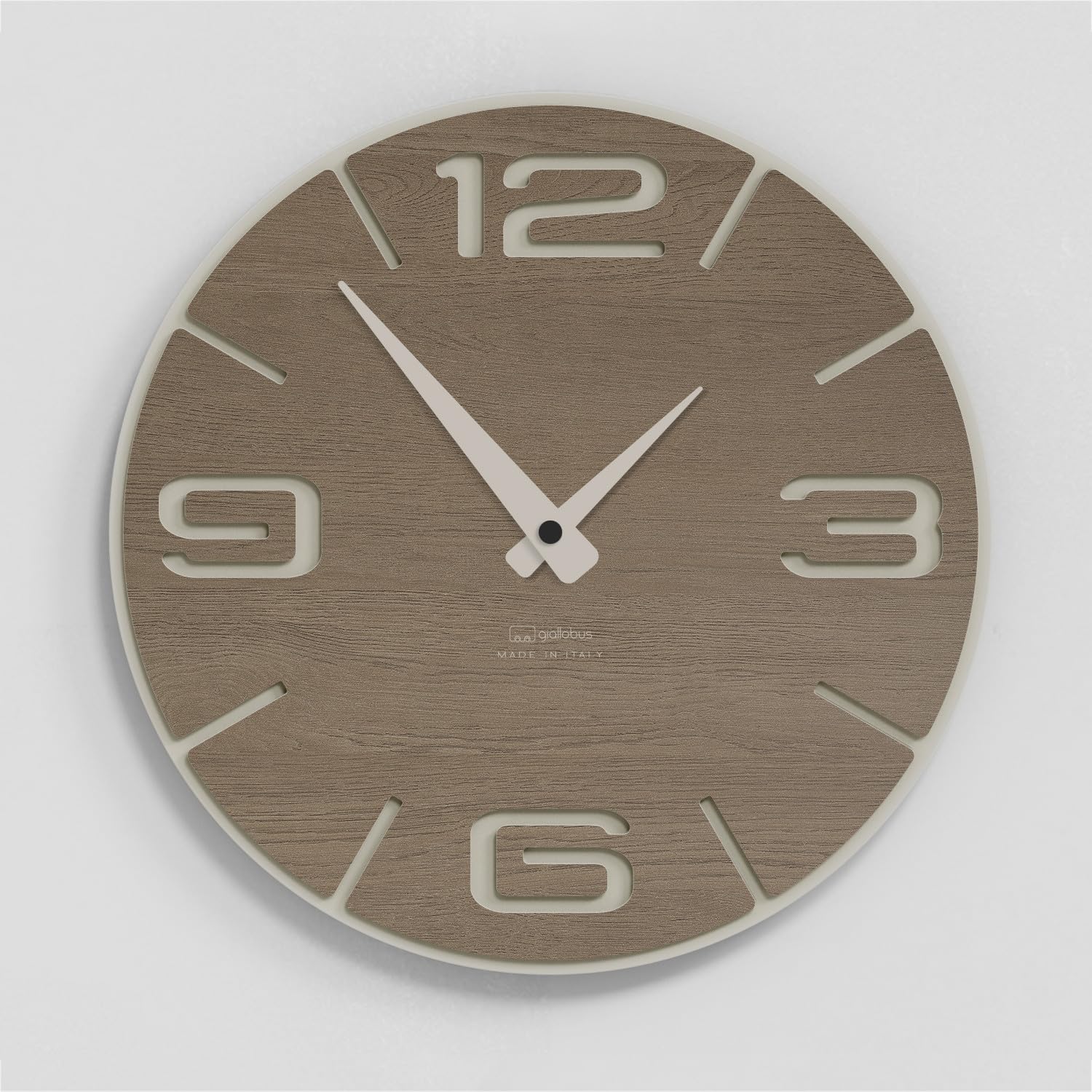 Giallobus - Premium-Uhr - Simple Relief - MDF-Holz - Premium 45x45cm - n.10 Oak - Italienisches Handwerk – geräuschlos – Geschenkidee – modern