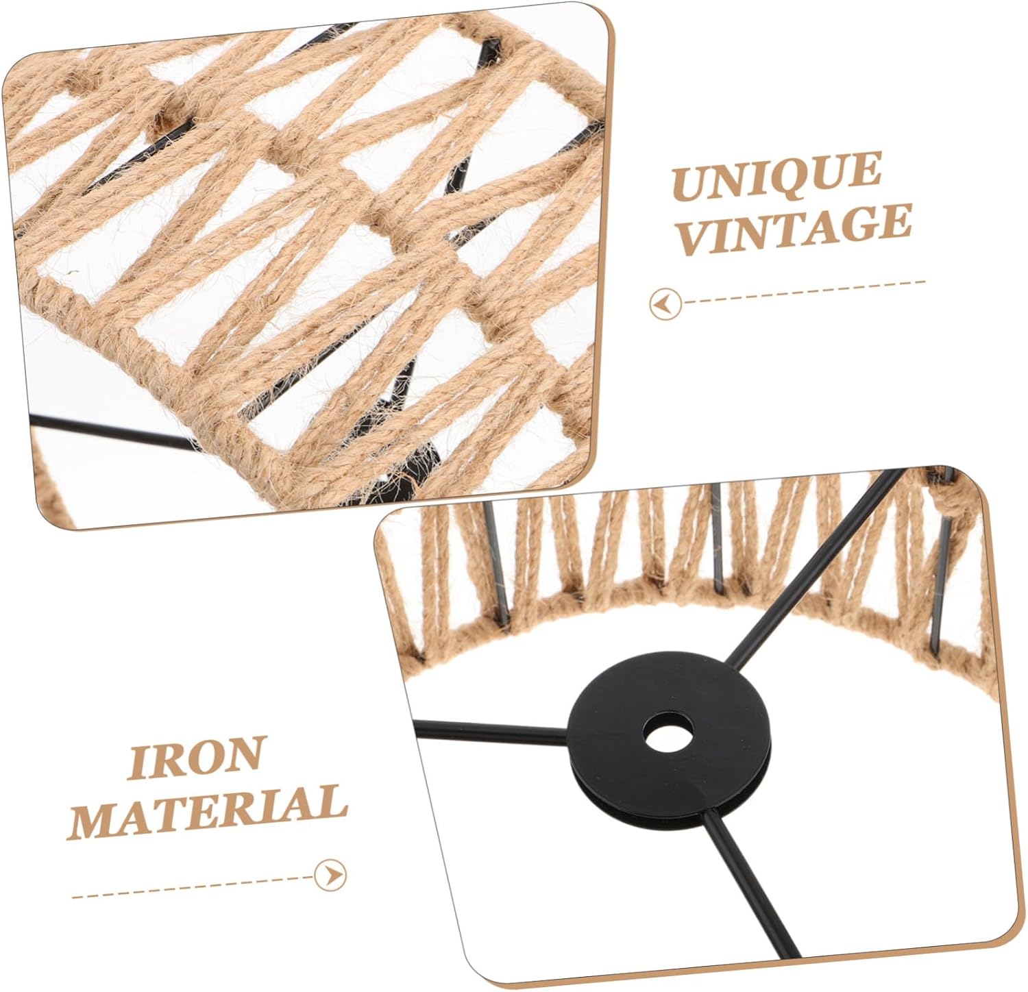 Vintage Woven Pendant Light Shade Iron Rope Lampshade for Dining Room Rustic Farmhouse Decor Boho Style Light Fixture Zen Design for Serene Atmosphere