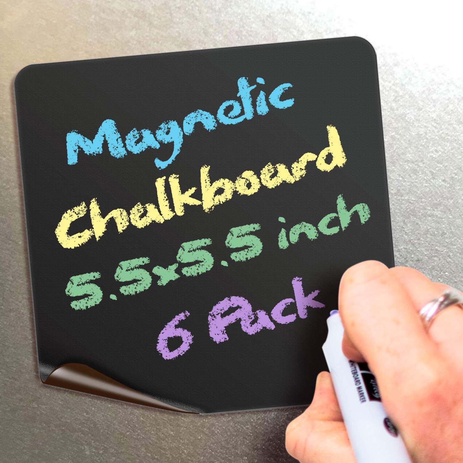 iSYFIX Magnetic Chalkboard Notes - 5.5 x 5.5 inch, 6 Pack, Square - Decorative Magnet Blackboard for Fridge, Kitchen Organizer, Decor, Office, Grocery