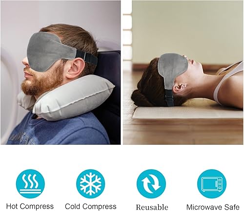 Miniatura 6 de Atsuwell Máscara de ojos térmica refrescante para ojos secos, compresa de ojos cálida para microondas para relajación, presión sinusal, bolsa