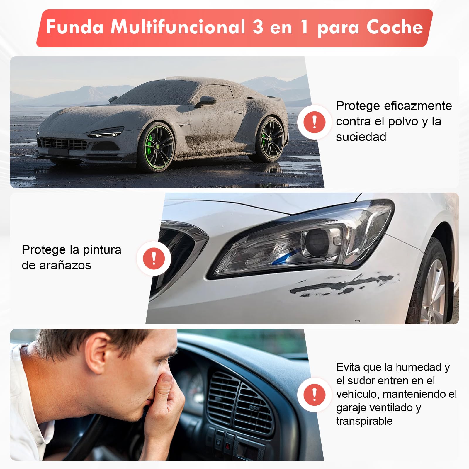 Funda Coche EláStica Interior, Funda para Coche Universal para Deportivo, SUV Mediano, Dedán de Lujo, Transpirable y a Prueba de Polvo, Suave y CóModo, Ajustado, Negro y Rojo, XL