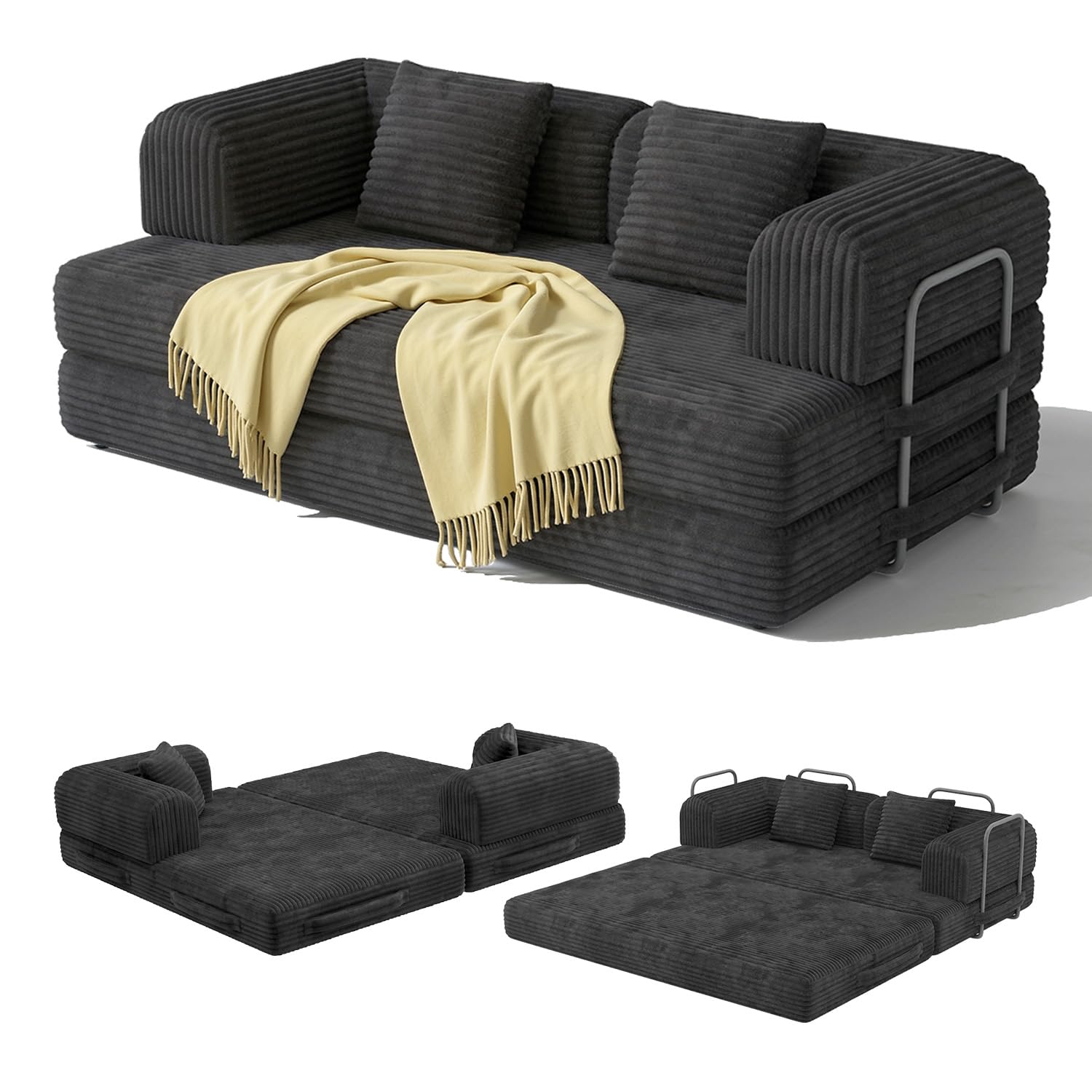 Xbro Divano Relax Modulare Compatto 2 Posti, Divano Letto Salvaspazio Basso in Schiuma ad Alta Resilienza per Monolocale, Soggiorno e Zona Lounge, 160 x 180 cm