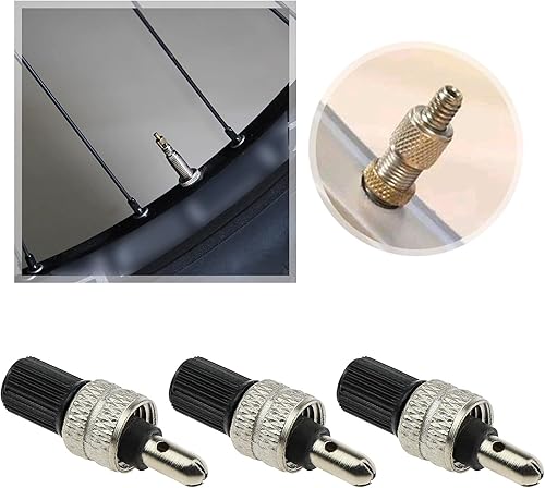 Miniatura 3 de SING F LTD Juego de 10 unidades de núcleo de válvula de bicicleta tipo Alemania, cobre plateado, compatible con neumático de bicicleta holandesa