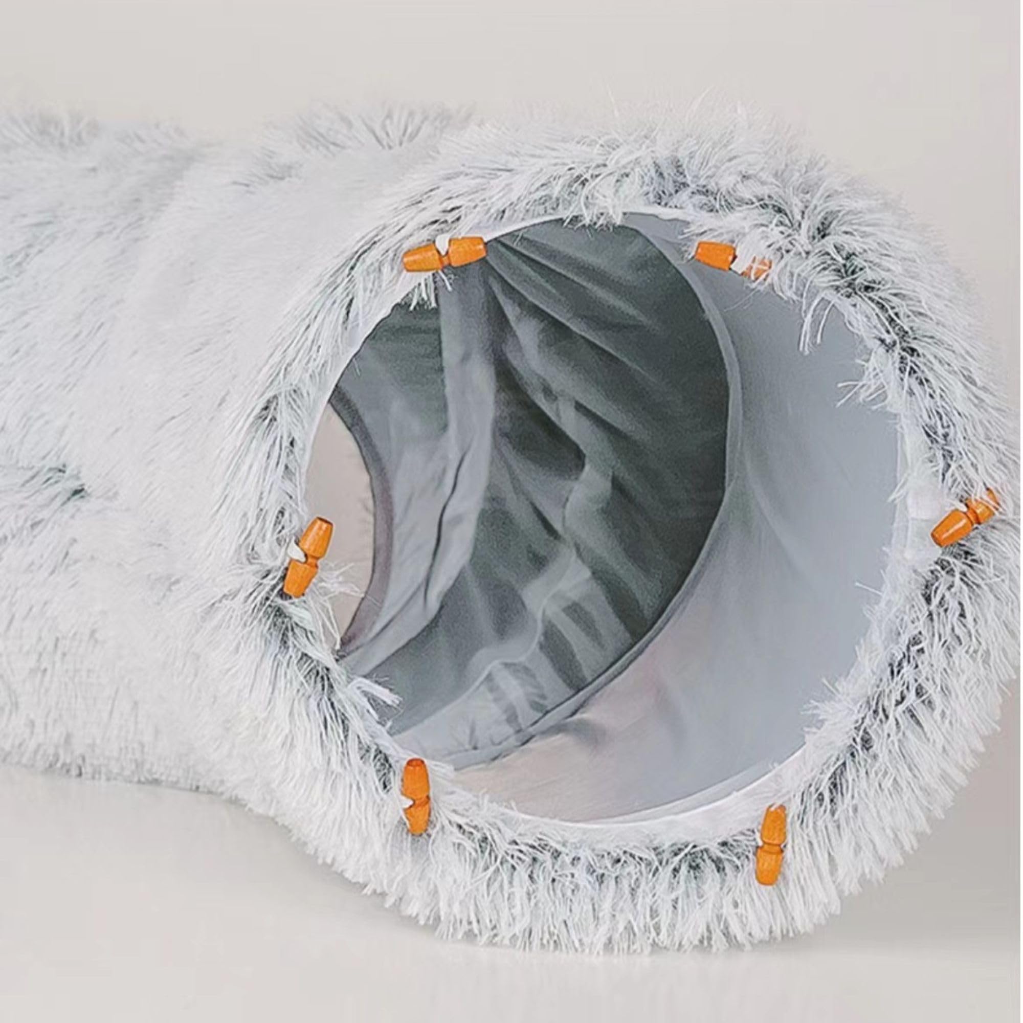 Cama Donut Túnel Gato, Suave, Plegable, Lavable, Extraíble, con Alfombrilla y Bola para Jugar - Accesorio para Gatos (80 x 25 cm)