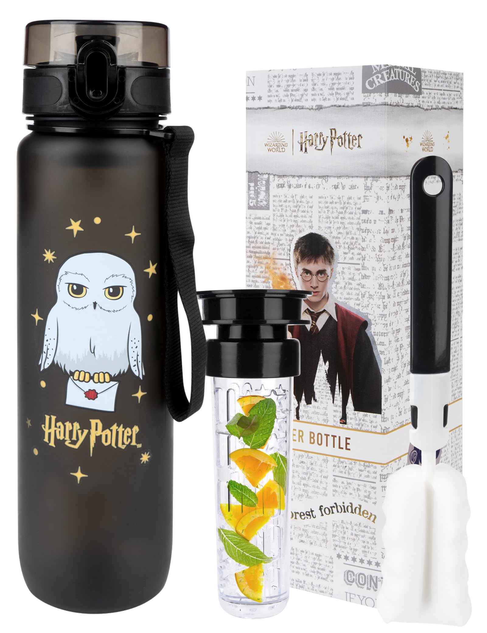 MOMO WAY Wizarding World Botella De Agua Tritan Reutilizable Deportiva Sin BPA Con Inserto De Fruta Para Niños Gimnasio Oficina Colegio Yoga Harry Potter 1000ml