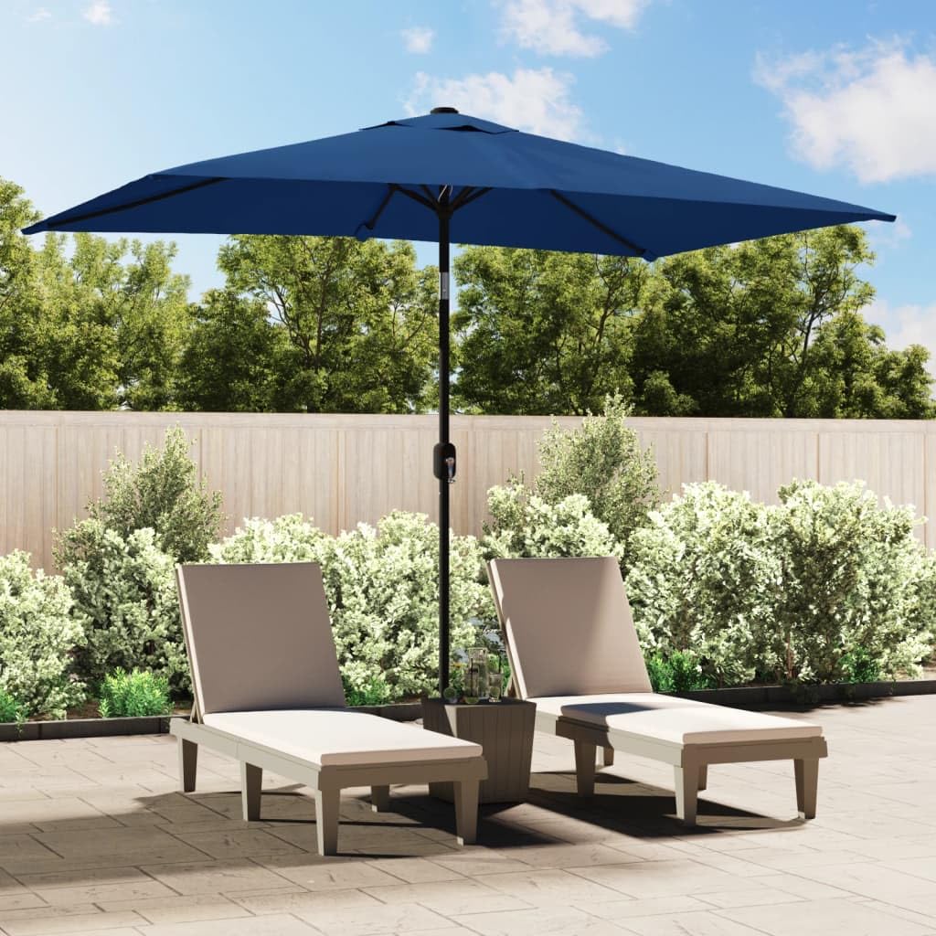 vidaXL Rectangular Outdoor Parasol in Azure - UV-Protective Polyester Cover with Steel Pole, Air Vent, and Crank Mechanism, 118