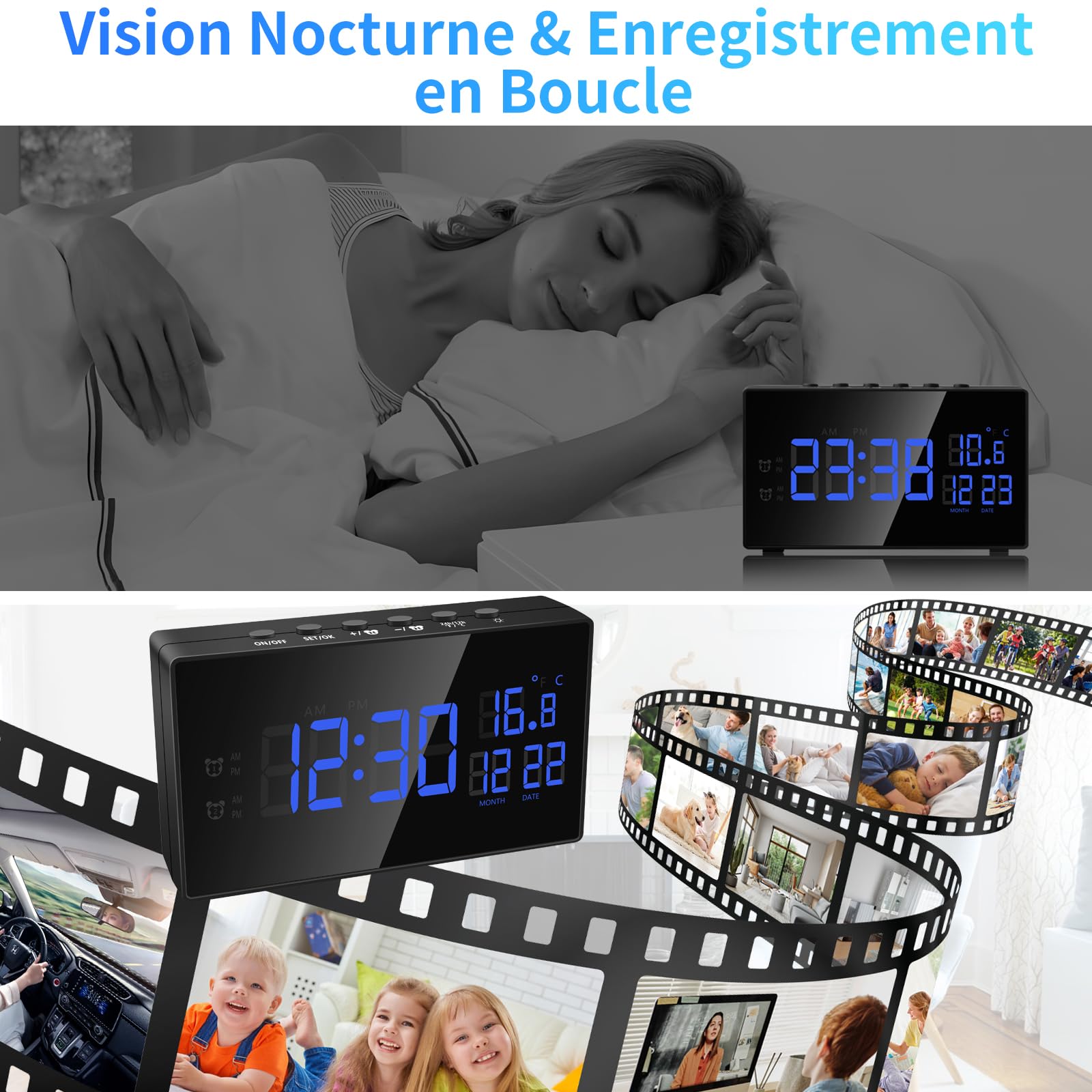 Caméra Cachée Wifi 2.4/5Ghz Dans Un Réveil - HD 1080P, Vision Nocturne, Détection De Mouvement, Application à Distance - 8