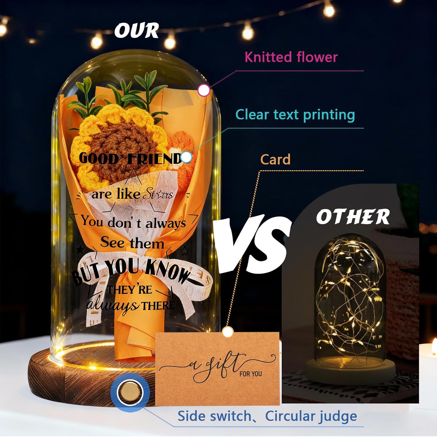 Friendship Gifts for Women-"Good Friends are Like Stars" Unique Best Friend Birthday Gifts for Women Friends Bestie BFF Coworker,Valentine Gift for Her,Friendship Jar Light Night Table Decor - Image 5