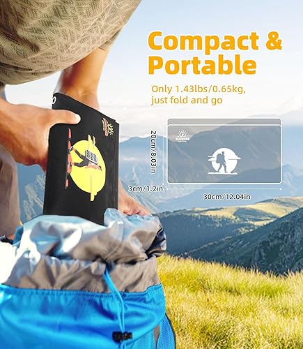 Miniatura 6 de Panel solar portátil SUNNOBE con cable 3 en 1, cargador de panel solar plegable de 30 W con amperímetro digital para campamento y senderismo,