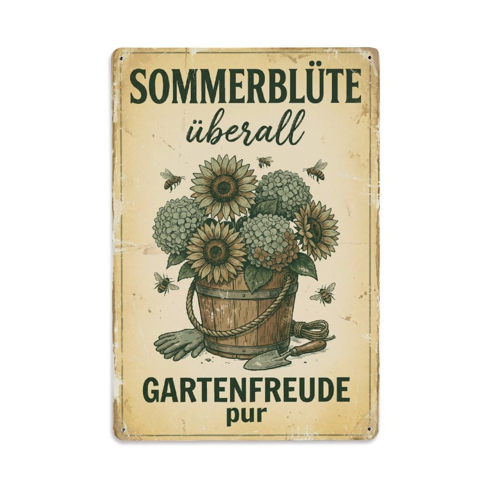 Vintage Summer Bloom Flourishing Patio Metal Tin Sign Plaque Wall Decor for Cafe, Club Bar, Office, Garden Metal Poster 8x12Inch