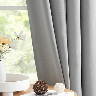 Jubilantex Grey Linen Blackout Xmas Curtains 100% Blackout Curtains & Drapes 2 Panels 108" Long for Bedroom Living Room Thermal Linen Coating Window Drapes Noise Reduction Grommet Top, 54"x108"