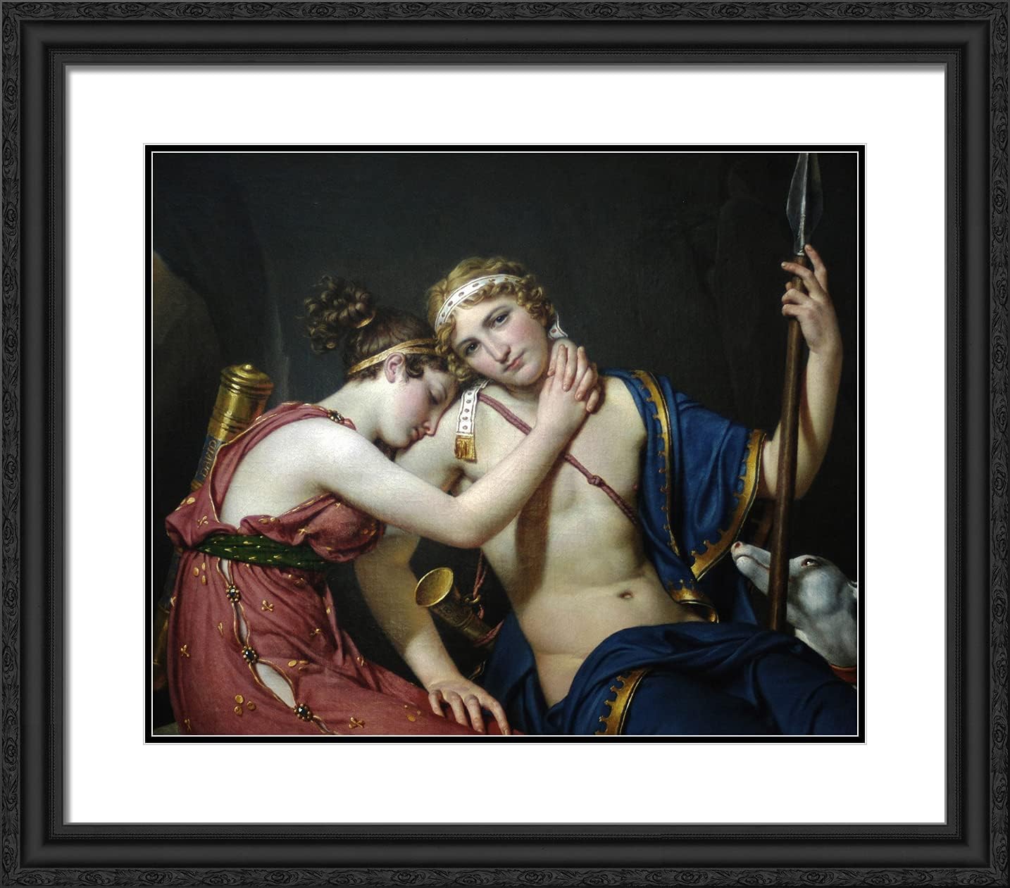 ArtDirect David, Jacques-Louis 23x20 Gold Ornate Framed Art Print with Double Matting Titled: The Farewell of Telemachus and Eucharis