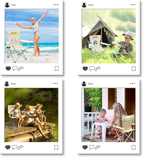 Miniatura 6 de Silla de camping plegable de playa para niños, silla de camping para niños con sombrilla para exteriores, ligera y resistente, para playa, al aire