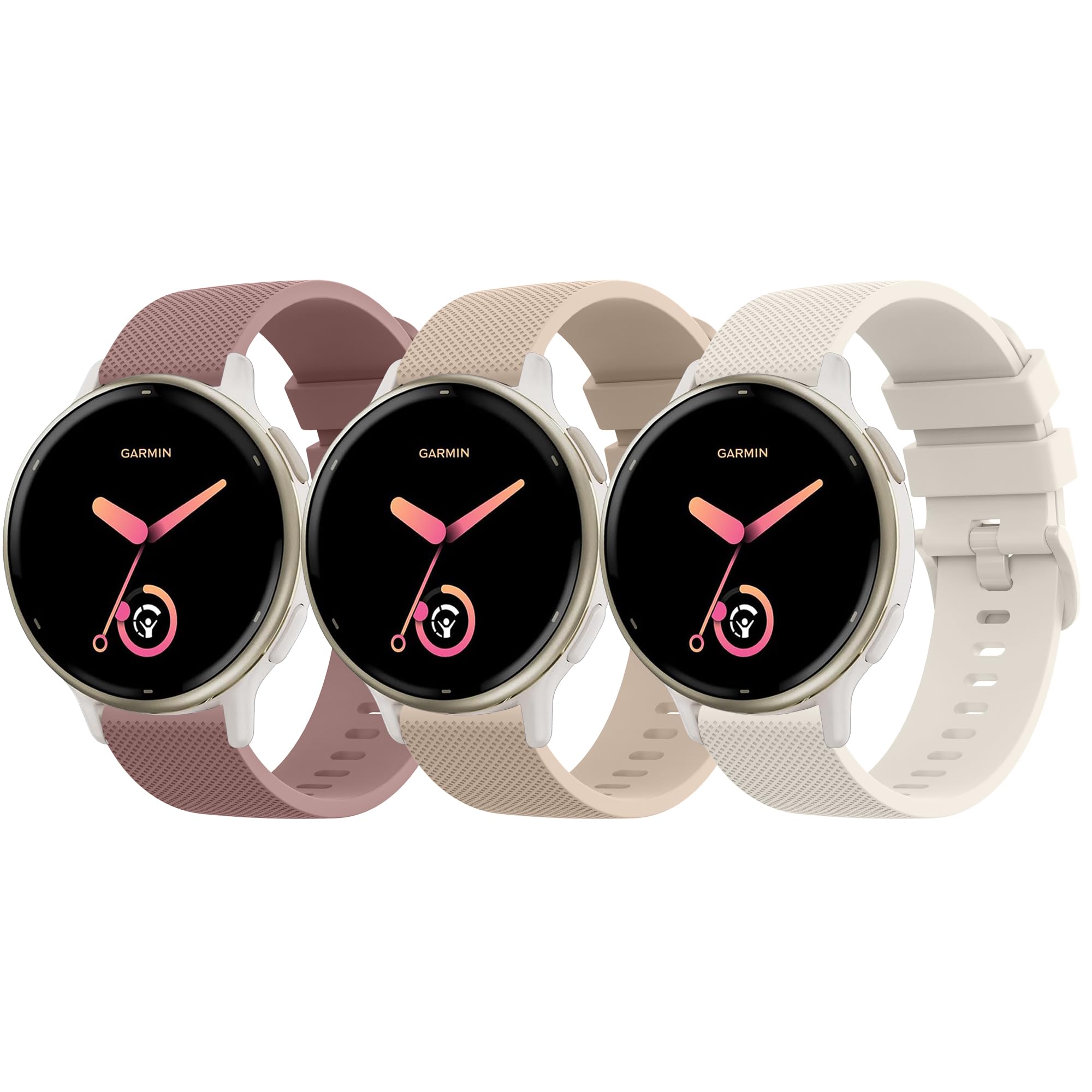 Straps for Garmin Venu Sq 2 /Venu/Venu Sq/Vivoactive 6 /Vivoactive 5/3 Music, 3Pack Adjustable Soft Silicone Sport Replacement Wristband for Vivoactive 3 Tracker Straps