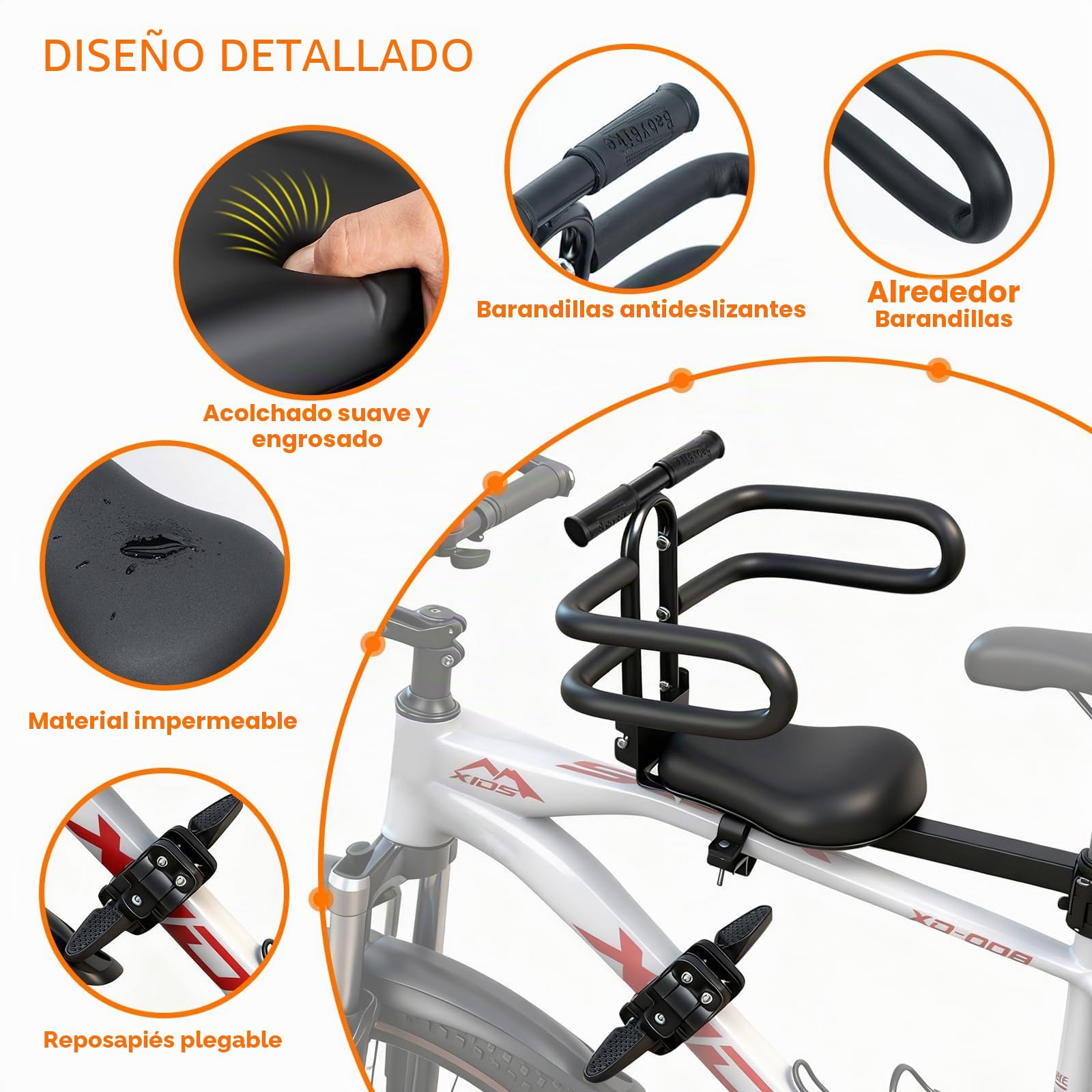 auvstar Asientos de Bicicleta Montados Delanteros para niños,Asiento Infantil para Bicicleta de Montaña,Liberación Rápida Infantil Delantero Plegable,Apto para niños de 1 a 6 años