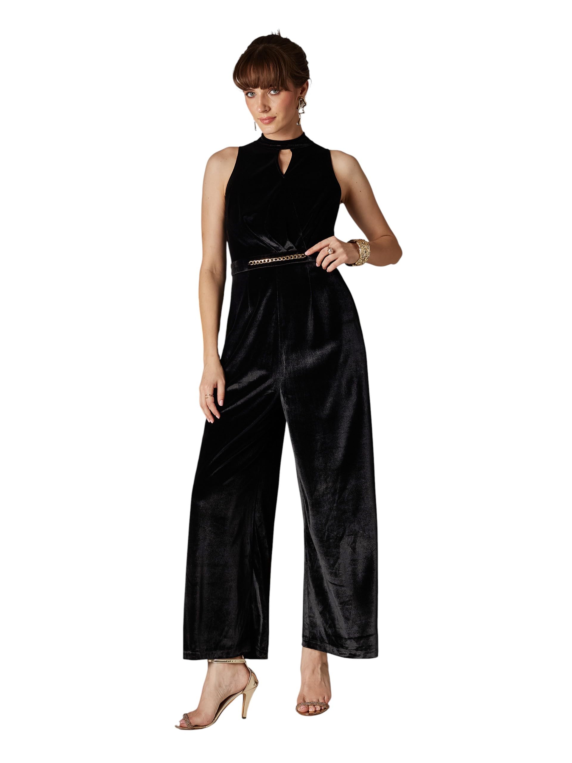 miss chase Women's Choker Neck,Sleeveless Pleated Regular Jumpsuit-picture-16