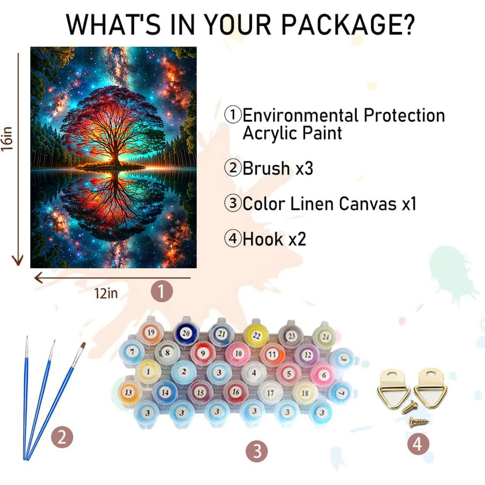 DIY Paint by Numbers for Adults Tree of Life Canvas Oil Painting Kit for Adults Tree Craft Art Painting Kit Acrylic Pigment Drawing Paintwork for Gift Home Wall Decor 12x16 inch (Without Frame) - Image 2