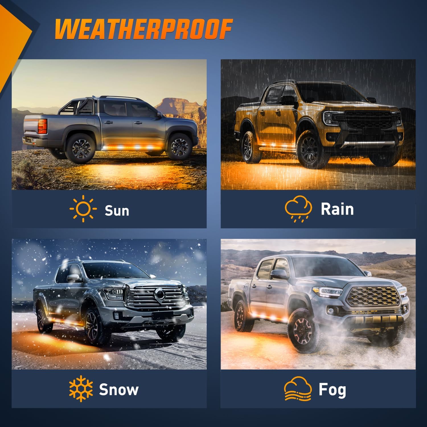 Nilight 2PCS 70 Inch Emergency Strobe Light Strip 1125 LED Running Board Lights Amber White Flexible Side Flashing Warning Caution Safety Waterproof for Truck Construction Vehicles Pickup