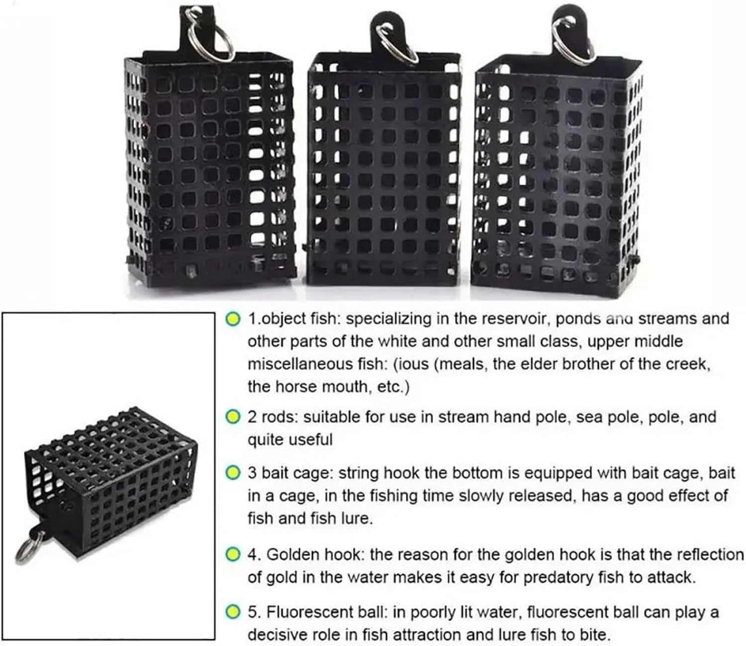 8Pcs Round Square Fishing Feeder Cage Fishing Tackle Stainless Steel Fishings Lure Cage 20g-60g Portable Trap Bait Basket