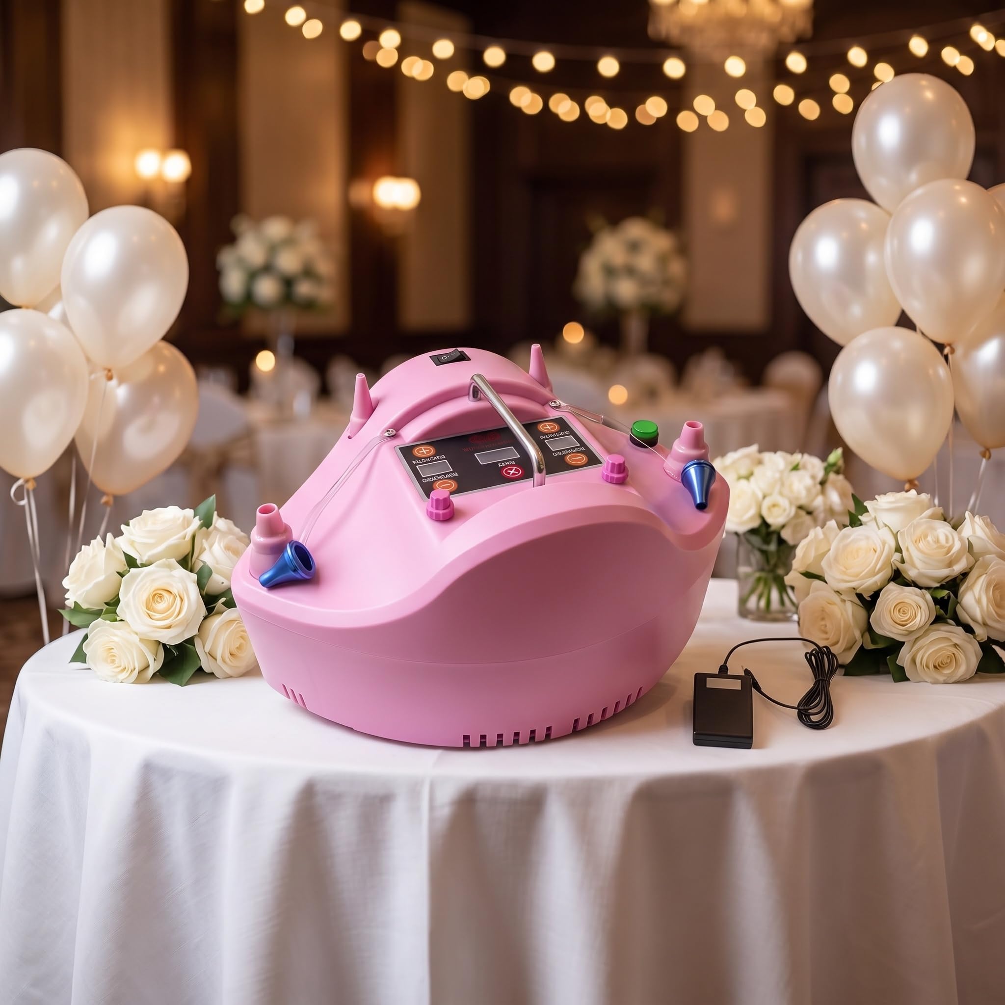 Pompa Elettrica per Palloncini, Gonfiatore Portatile A Doppio Ugello da 1200 W con Timer Digitale, Ideale per Compleanni, Feste, Matrimoni E Decorazioni per Eventi.