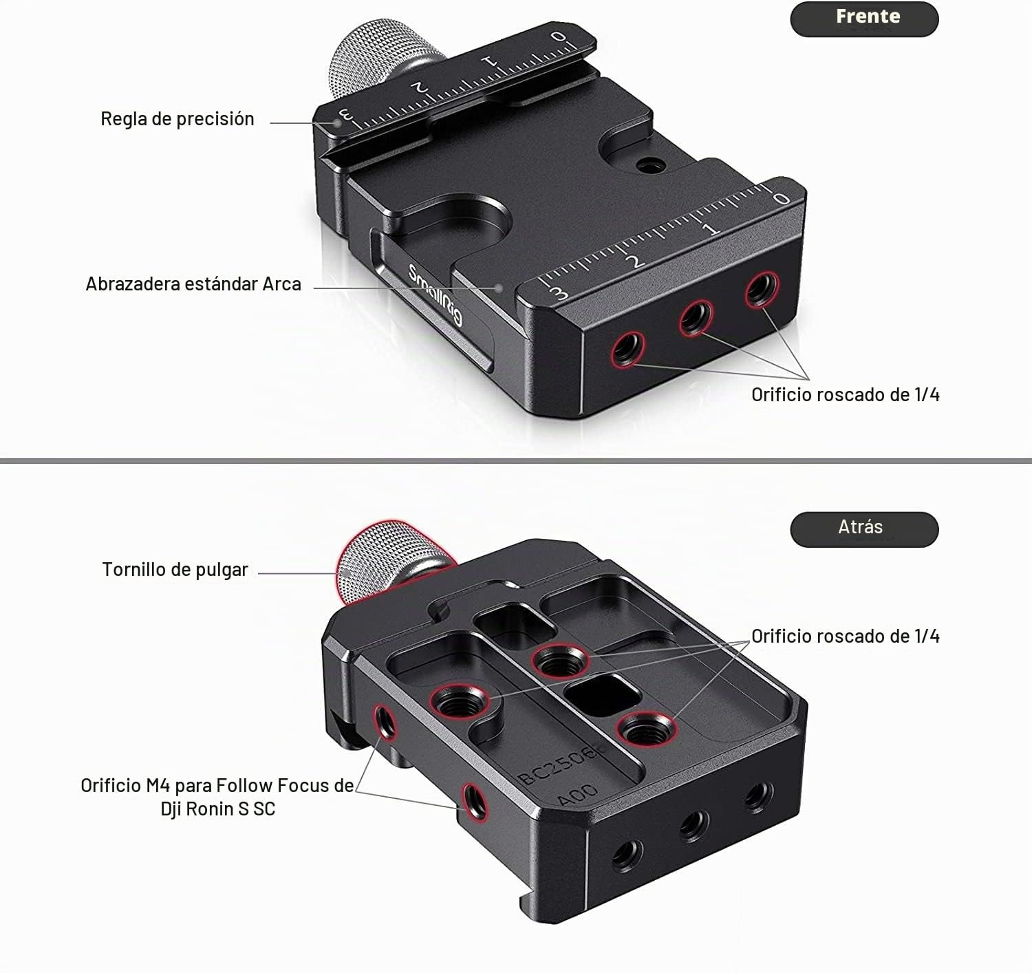SMALLRIG Quick Release Clamp Compatible para Arca Estándar para dji Ronin S/Ronin SC y ZHIYUN Crane Series/Weebill S Gimbals - DBC2506B