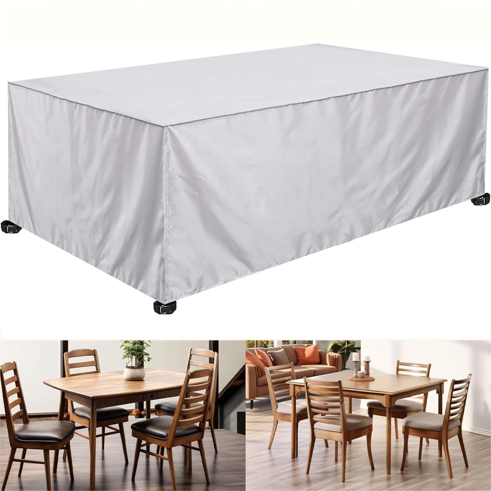 Copertura Mobili da Giardino 220 x 330 x 220 cm Impermeabile Resistenza Ai Raggi UV Antivento, Copertura Impermeabile Mobili Esterno, per Sedie, Divani, Tavoli, Avorio