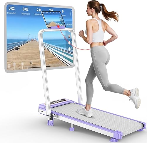 Miniatura 8 de Walking Pad Treadmill with 15% Incline & Dual LED Display, 4 in 1 Walking Pad with Handle Bar, 3.5HP Foldable Treadmill with Incline, Treadmills for