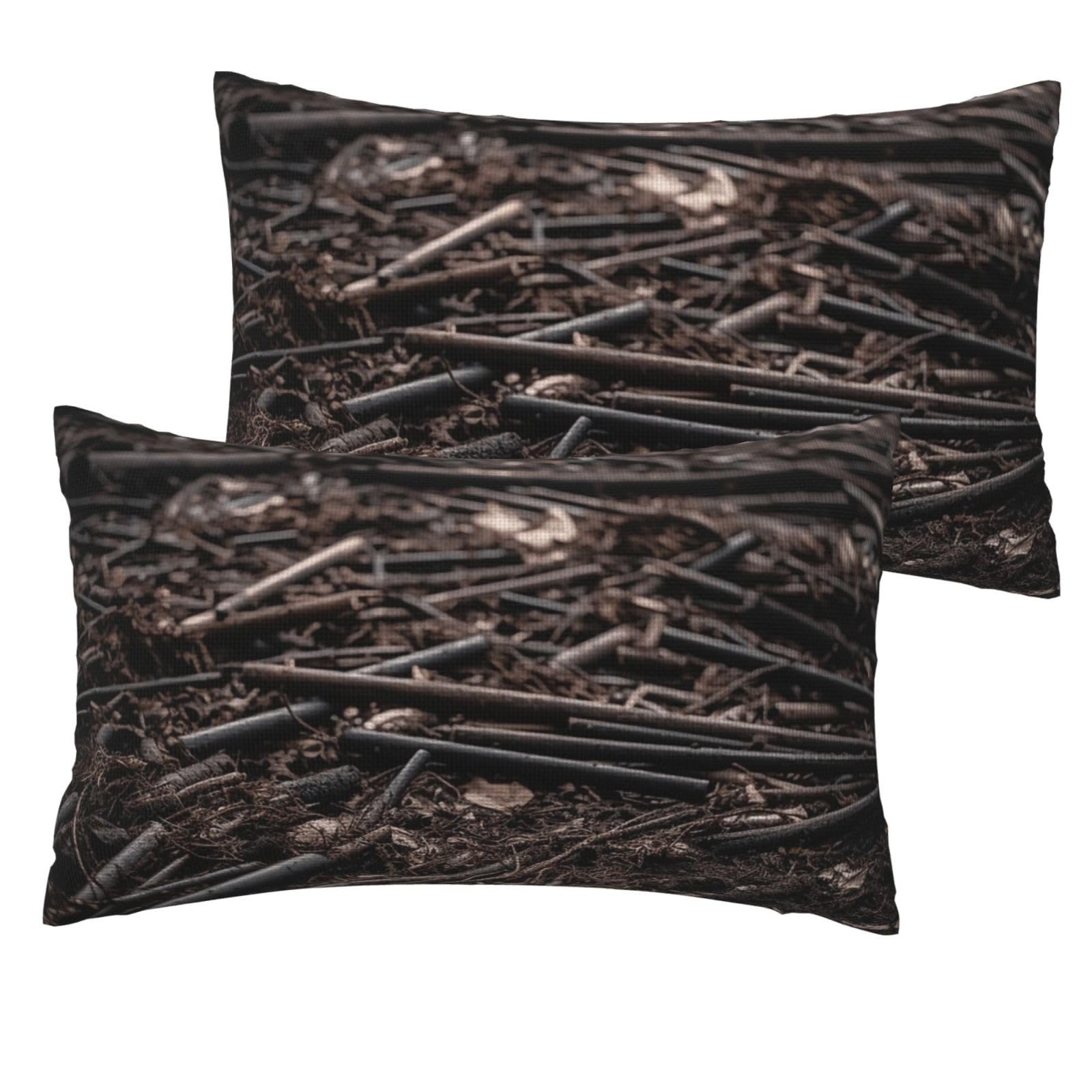 Linen Pillowcases Set of 2 Pillow Shams Breathable Soft Linen Pillow Covers with Envelope Closure Forest Scene Pillowcases Standard Size 30x50 cm Cooling Washed Pillow Cases
