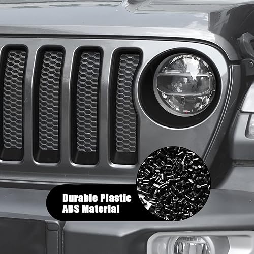 Miniatura 5 de JeCar Insertos para parrilla delantera y cubierta de faro delantero, accesorios exteriores compatibles con Jeep Wrangler 2018-2023 JL & Unlimited
