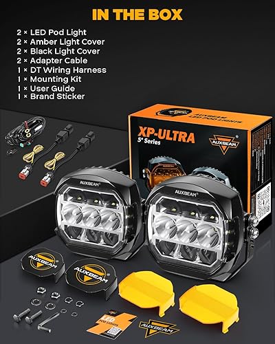 Miniatura 7 de Auxbeam Luces LED ultra anchas de doble cara de 270, 5 pulgadas, 174 W, DRL ámbar y luces antiniebla para todo terreno, luces antiniebla para todo