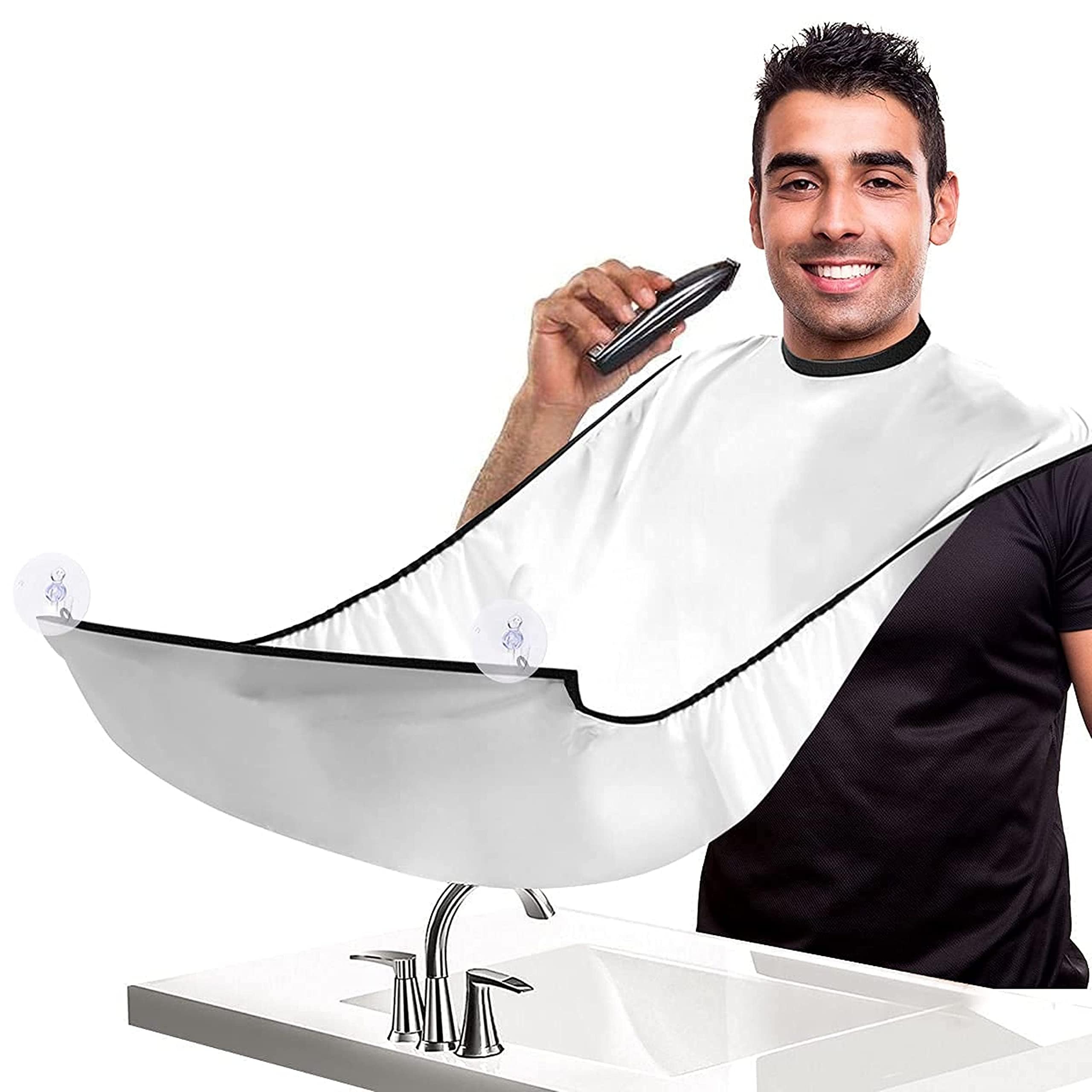 Veentus Beard Apron Hair Clippings Catcher Grooming Bib for Men Shaving & Trimming Non Stick Hair Beard Cape Cloth Waterproof with 4 Suction Cups Use for Men - Multicolor