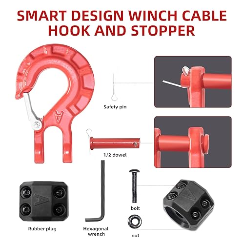Miniatura 5 de syhvu Gancho de cadena con pestillo de seguridad Heavy Duty horquilla Gancho deslizante Grado (rojo)