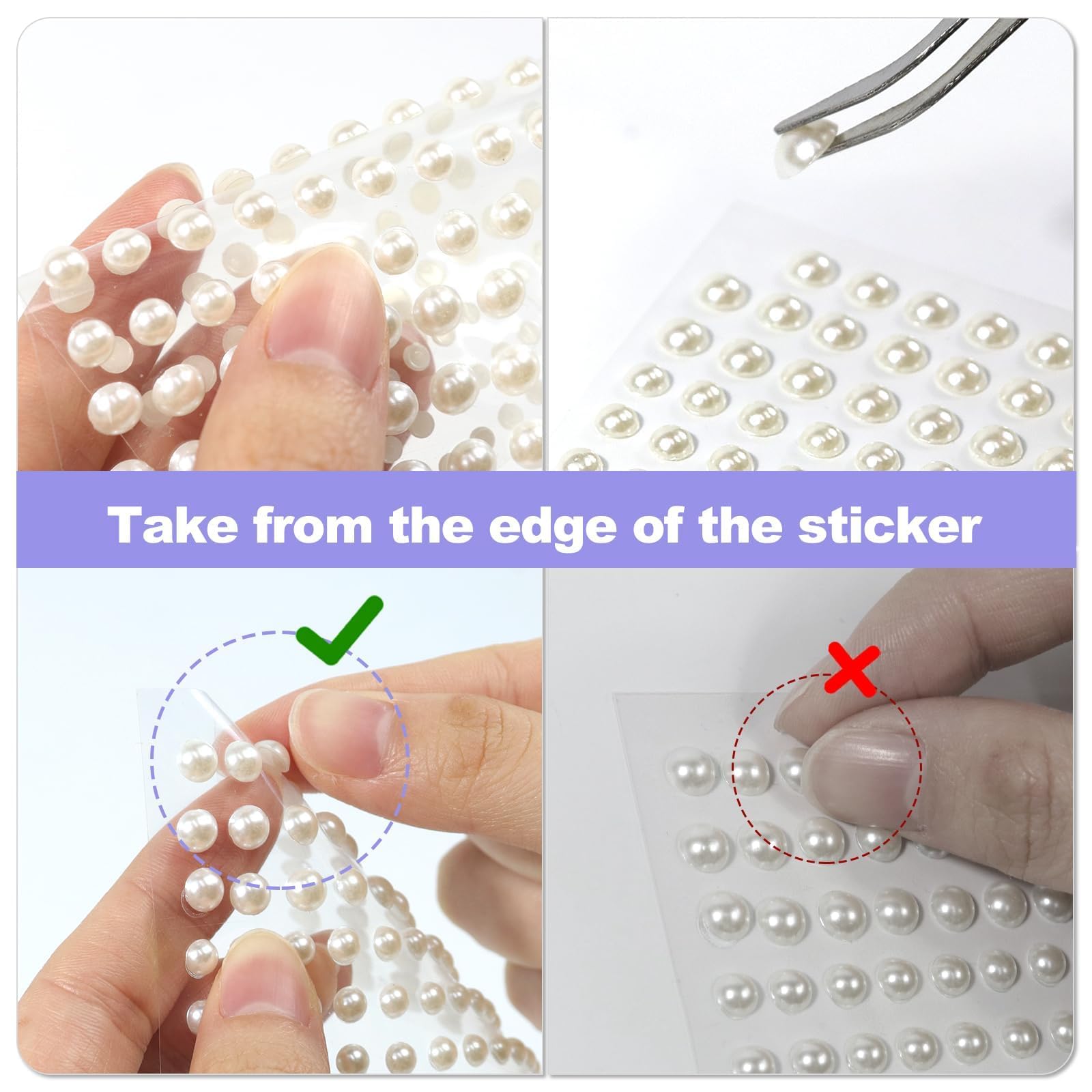 1320 Perle Autoadesive Piatte E Mezze Perle - Bianche E Colorate, 4 Dimensioni - Per Nail Art, Trucco, Viso, Fai-da-te E Artigianato