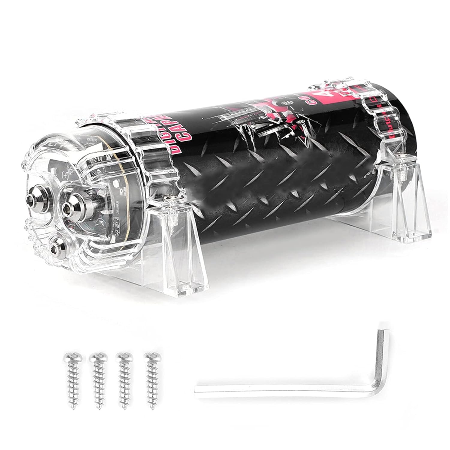 4 Power Capacitor, Aluminium Alloy LED Voltage Display Power Car Audio Amplifier Replacement for Systems Up to 2000w Car