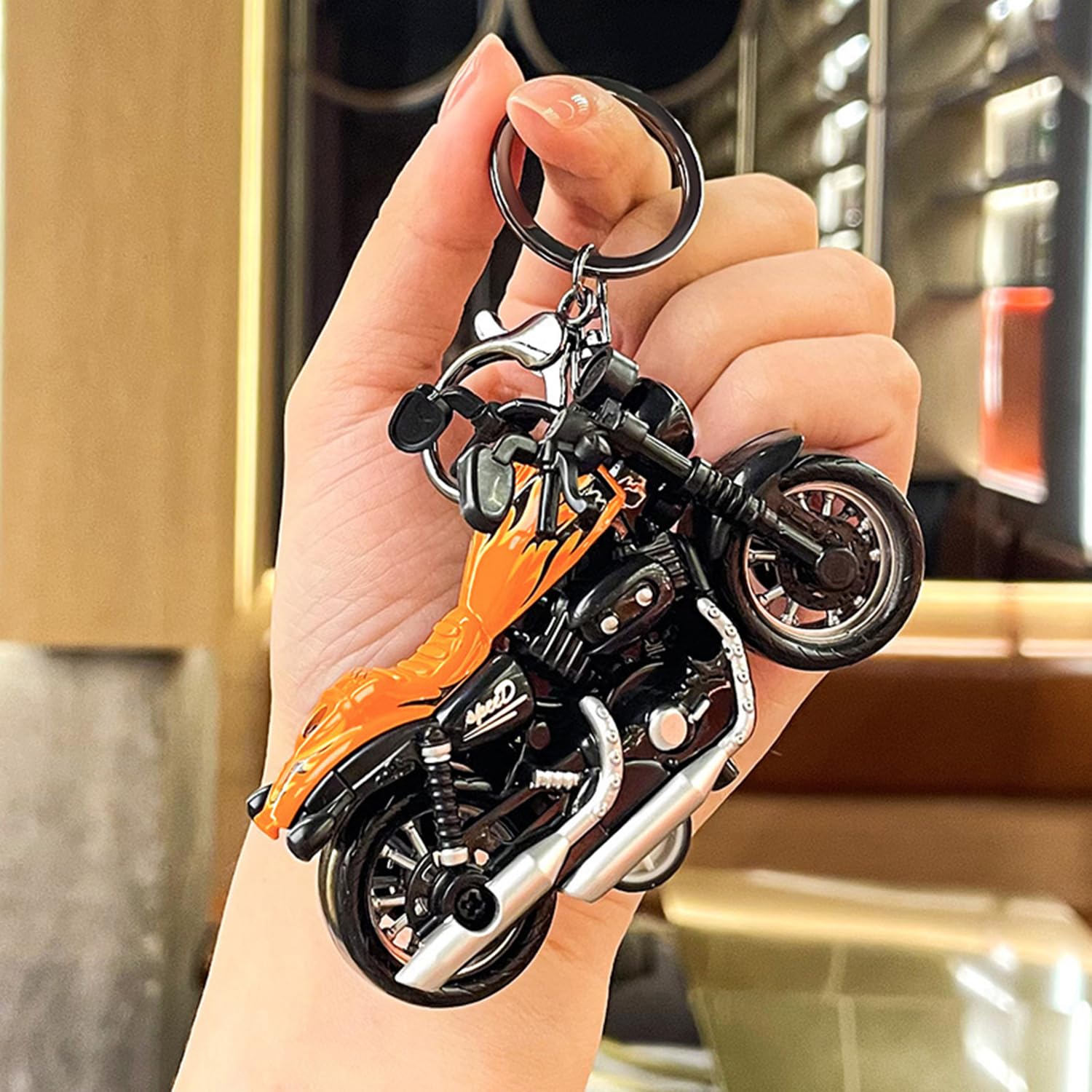 flenzy Motorcycle Keychain, Die-Cast Metal Model Bike, Decorative Key Ring Accessory-picture-29