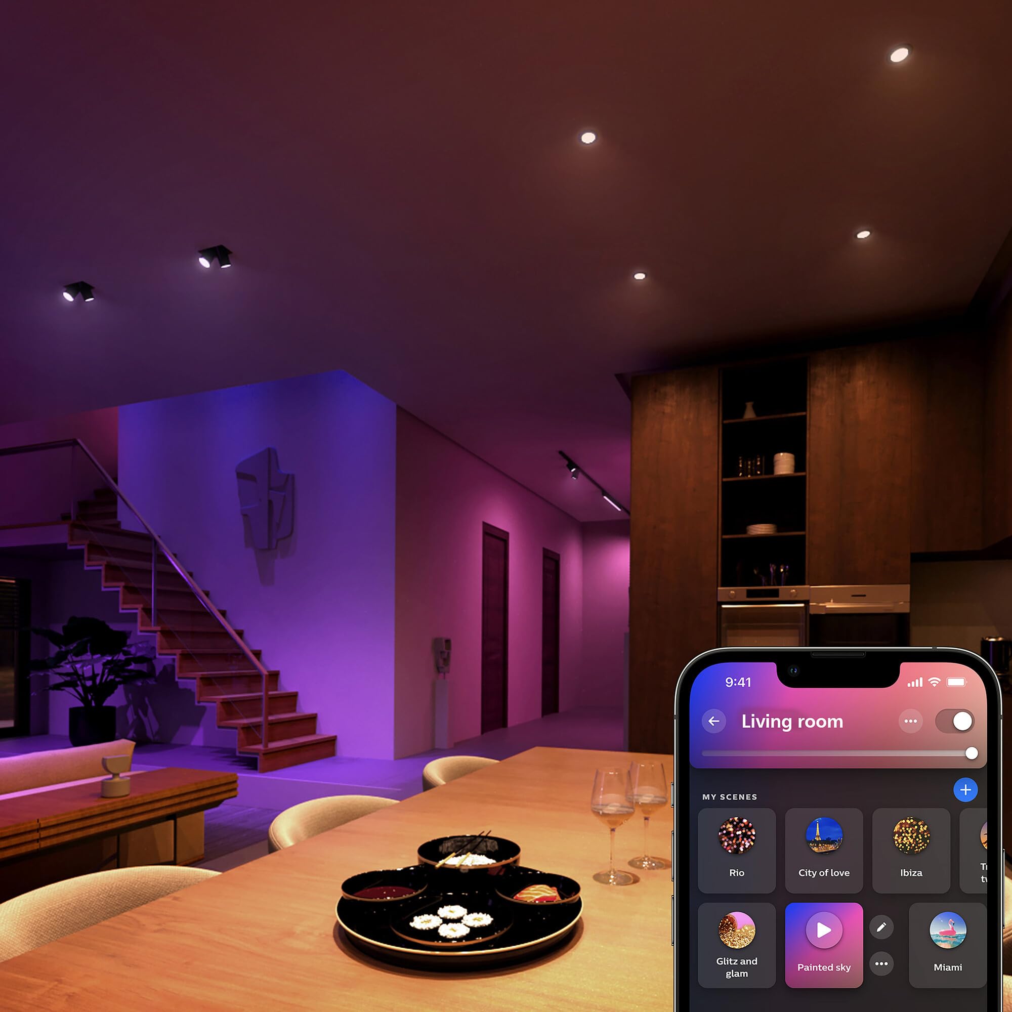 Philips Hue White and Color Ambiance, Faretto Smart, Luce Bianca o Colorata, Dimmerabile, Bluetooth, GU5.3, 2x5W, 2 pezzi
