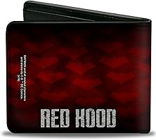 Buckle-Down Men's Bifold Wallet In Vegan Leather - Graveyard Black/Red Design | 5 Card Slots & ID Window